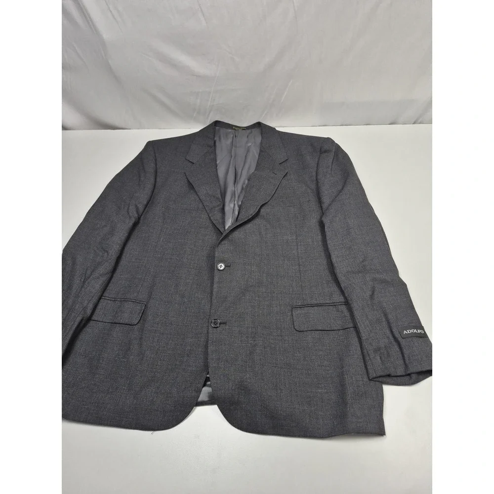 Adolfo Suit Mens 52 Long Gray 100% Wool Veracruz 2 Piece 48x36 Mexico NWT FLAW